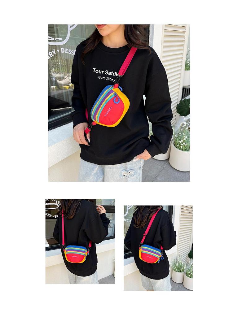 Women's Color Block Lightweight Crossbody Bag – Versatile Multi-Layer Sports and Hiking Mini Shoulder Bag