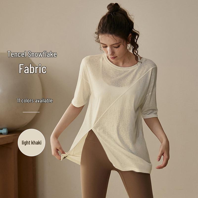 Top Fitness da Donna Estivo a Manica Corta, Vestibilità Larga, per Yoga & Pilates