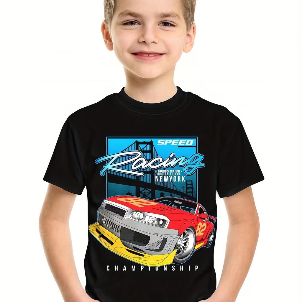 Sommer Kinderkleidung Motorrad Kinder T-Shirt 3D Druck Kurzarm Jungen Mädchen Lockere Oberteile Streetwear