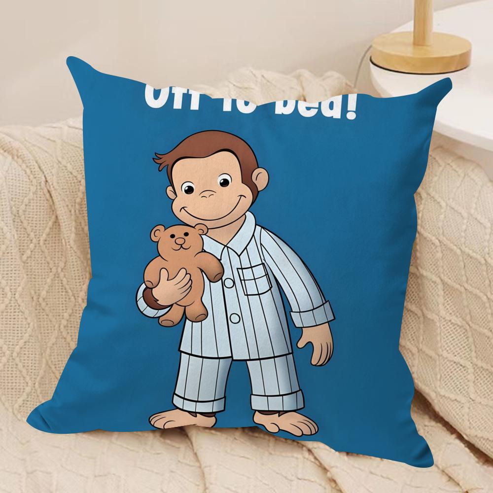 GeorgeThe Curious Monkey Cushion Cover Soft Plush Fabric DoubleSided Printed Sofa Cushion Cover for All Seasons Home Decor Gift