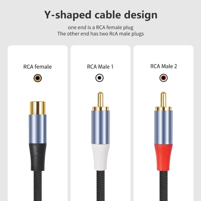 Y Adapters 1 RCAs (Female) To 2 RCAs (Male) Stereo Sound Y Adapters Subwoofer Cable 1 Female To 2 Male Y Splitter Connectors