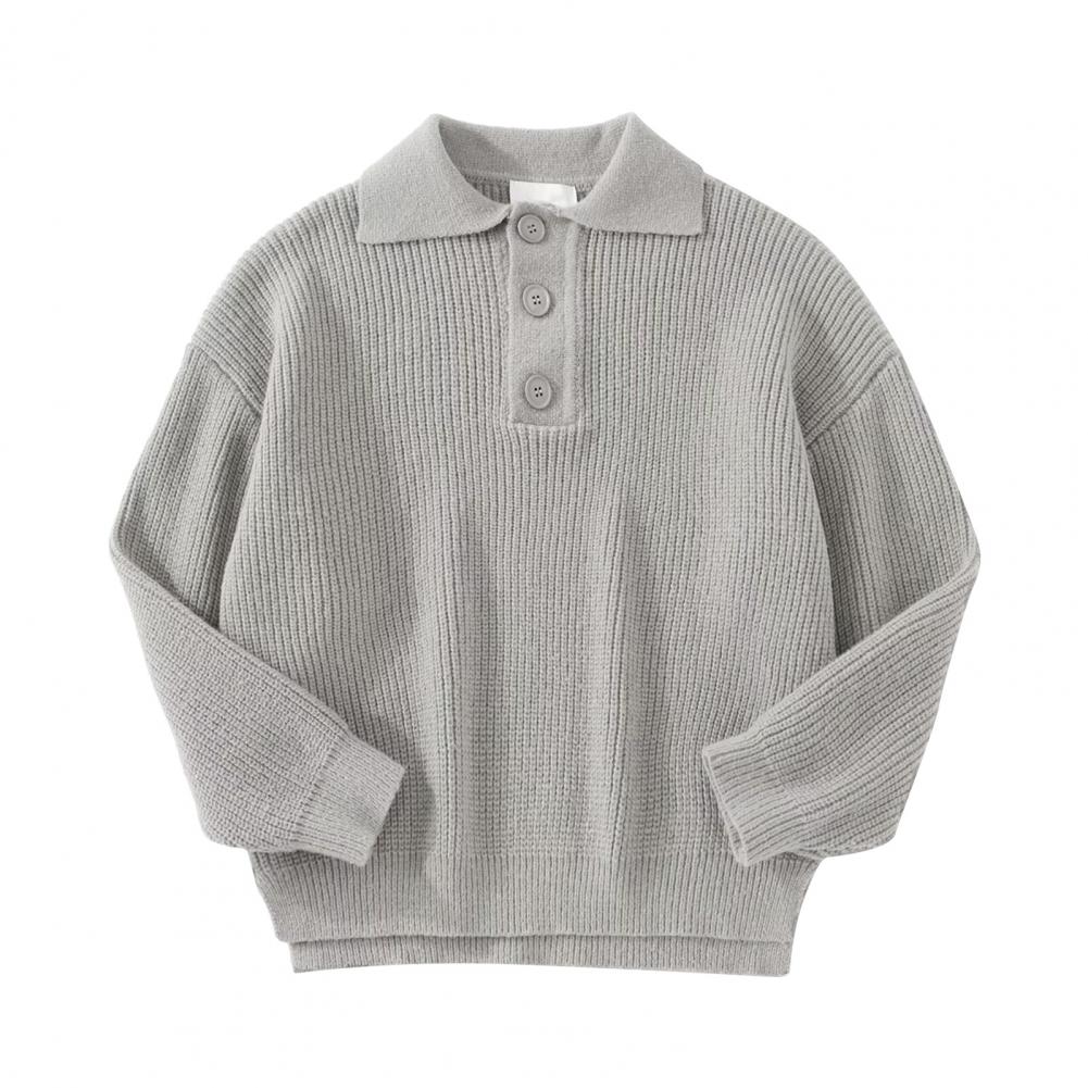 

Осень-зима мужской свитер с отложным воротником на пуговицах и длинными рукавами, трикотажный толстый теплый однотонный пуловер, эластичная повседневная одежда M серый