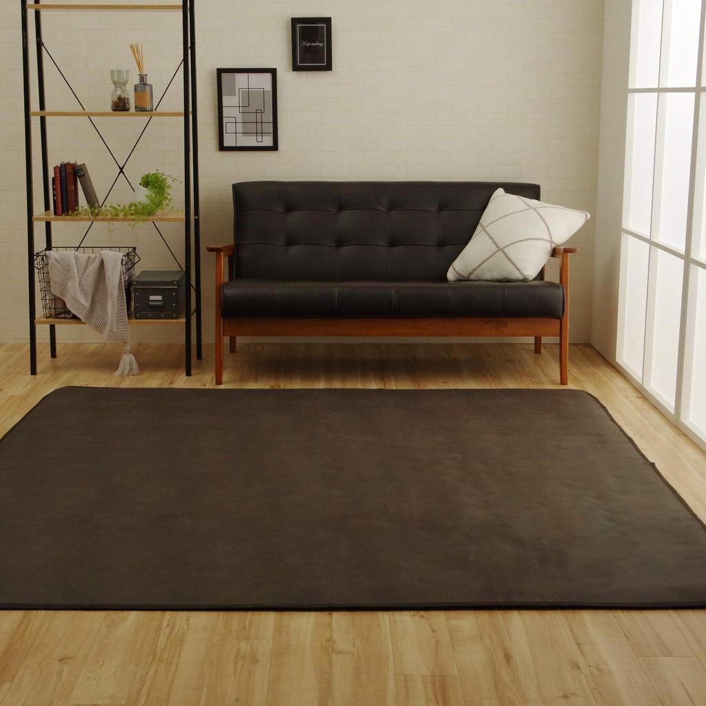 IKEHIKO Rug Cover, Scratch-Resistant, Antibacterial, Wrinkle-Resistant, Dark Brown, Approx. 190 x 190 cm #6031479