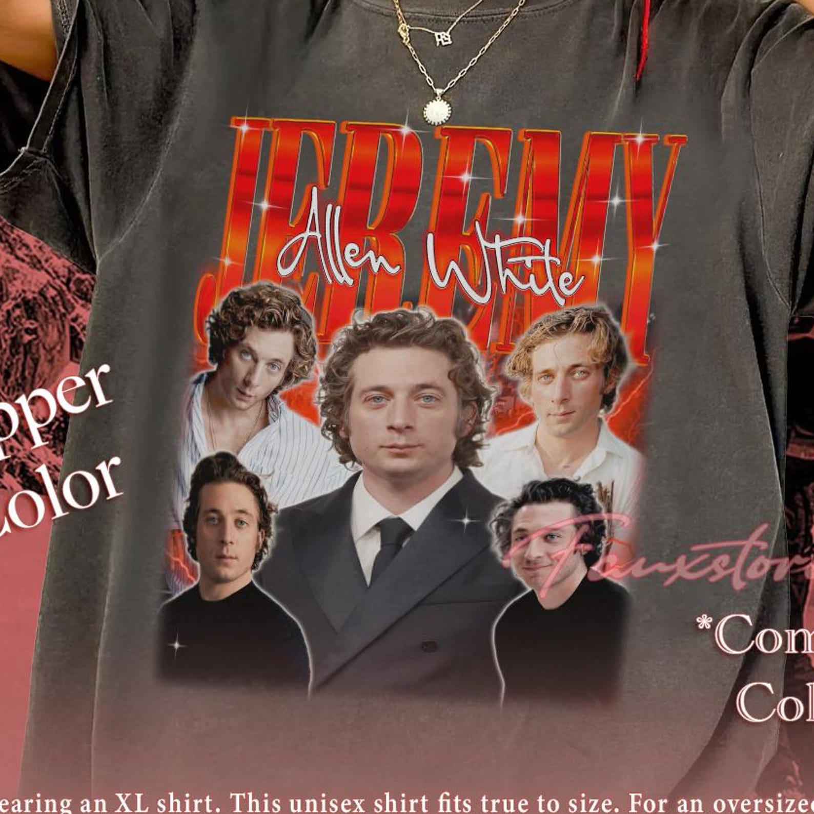 Jeremy Allen White Collage Graphic Tee, 100% Cotton ComforT-Shirt 2XL