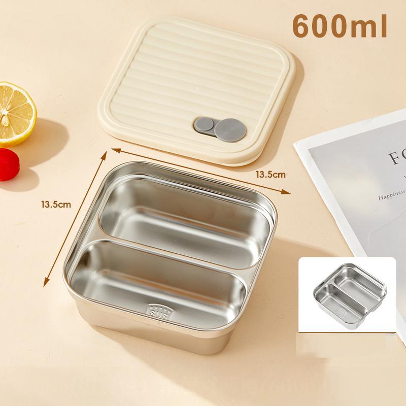 304 Stainless Steel Square Lunch Box With Lid Portable Fruit Salad Food Container Stackable Leak Proof Bento Box