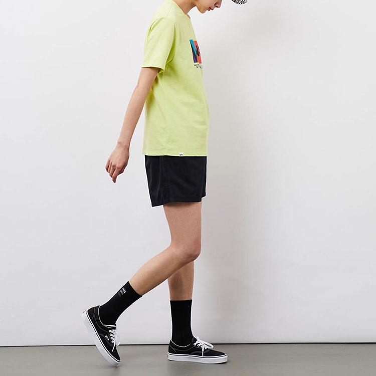 Vans Color Block Logo Printed Sports Crew Neck Short Sleeve T-Shirt Women Tops Yellow VN0A3ZOCTCY