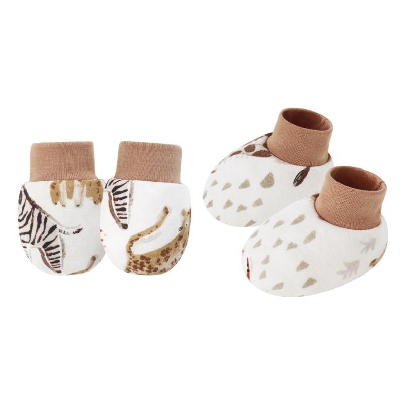 Set of 1 Infant Cotton Mittens Anti Scratch Hand Cover Soft Breathable Warm Gloves & Socks for 0-6M Boys Girls