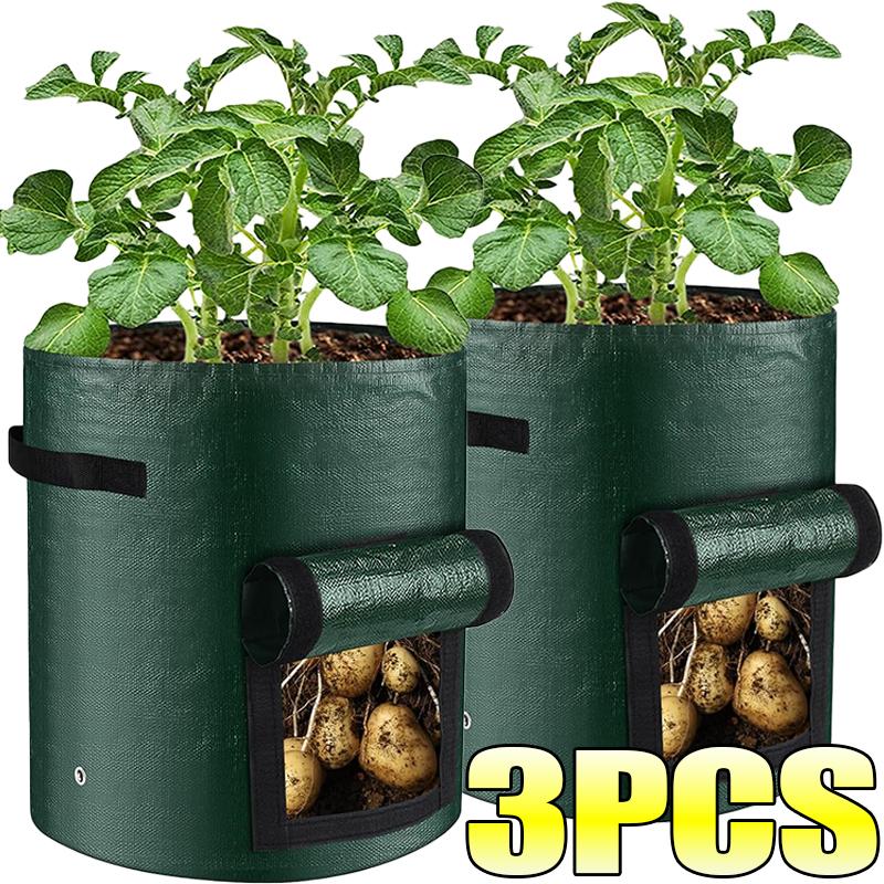 7/10 Gallon Potatoes Grow Bags Gardening Plant Growing Bag for Potatoes Carrots Gingers Vegetable Planter Container with Handles