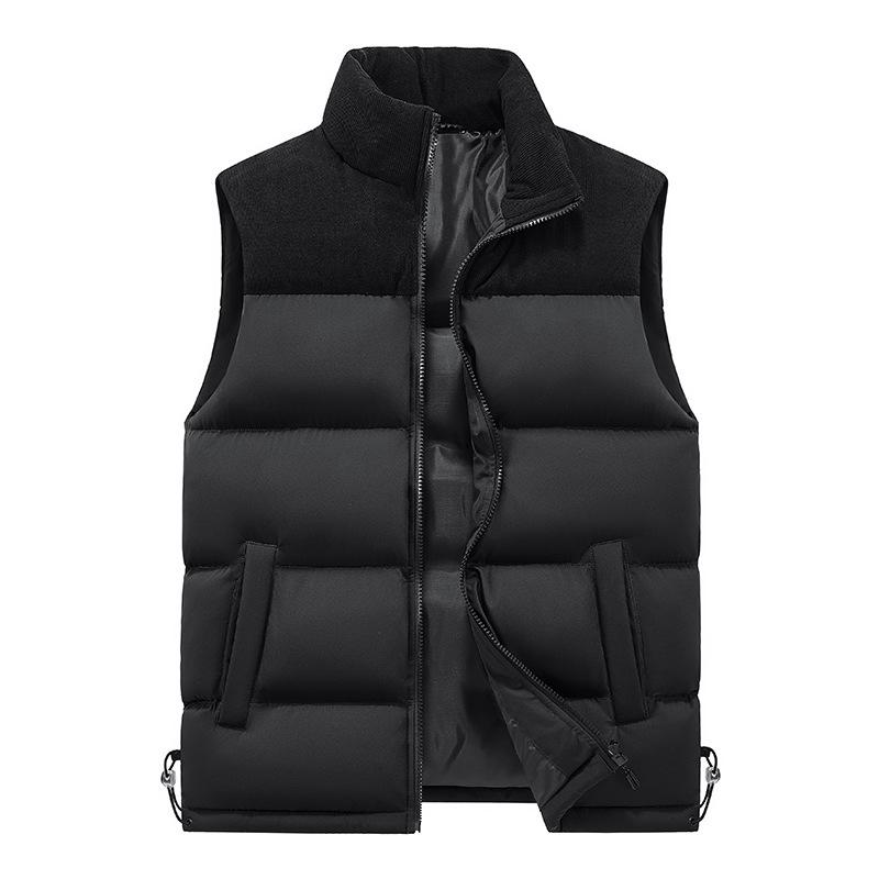 Men's Thickened Corduroy Patchwork Vest for Autumn/Winter