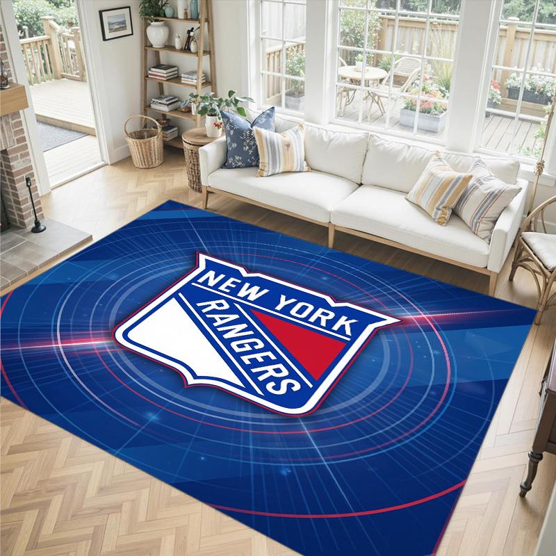 New York Rangers Design Crystal Velvet Carpet Cozy Non?Slip Printed Rug For Bedroom Living Room Entrance