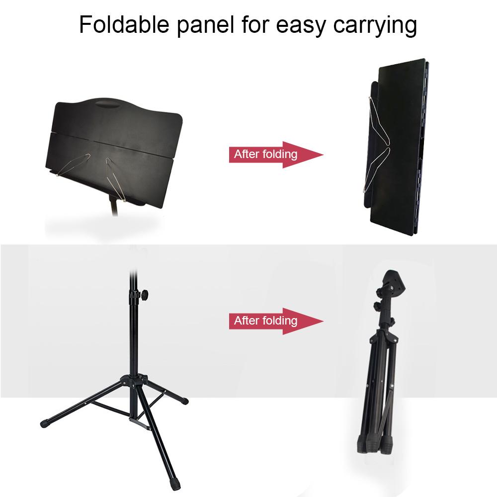 Portable Metal Music Stand Detachable Musical Instruments for Piano Violin Guitar Sheet Music Black