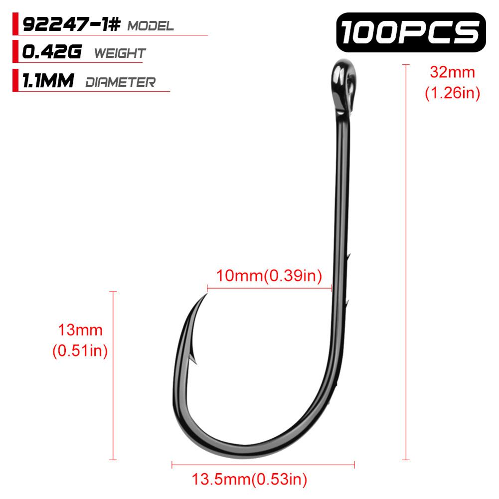 100pcs High Carbon Steel 1#-6/0# Fishing  Hook Single Barbed Hook Fishing Accessories