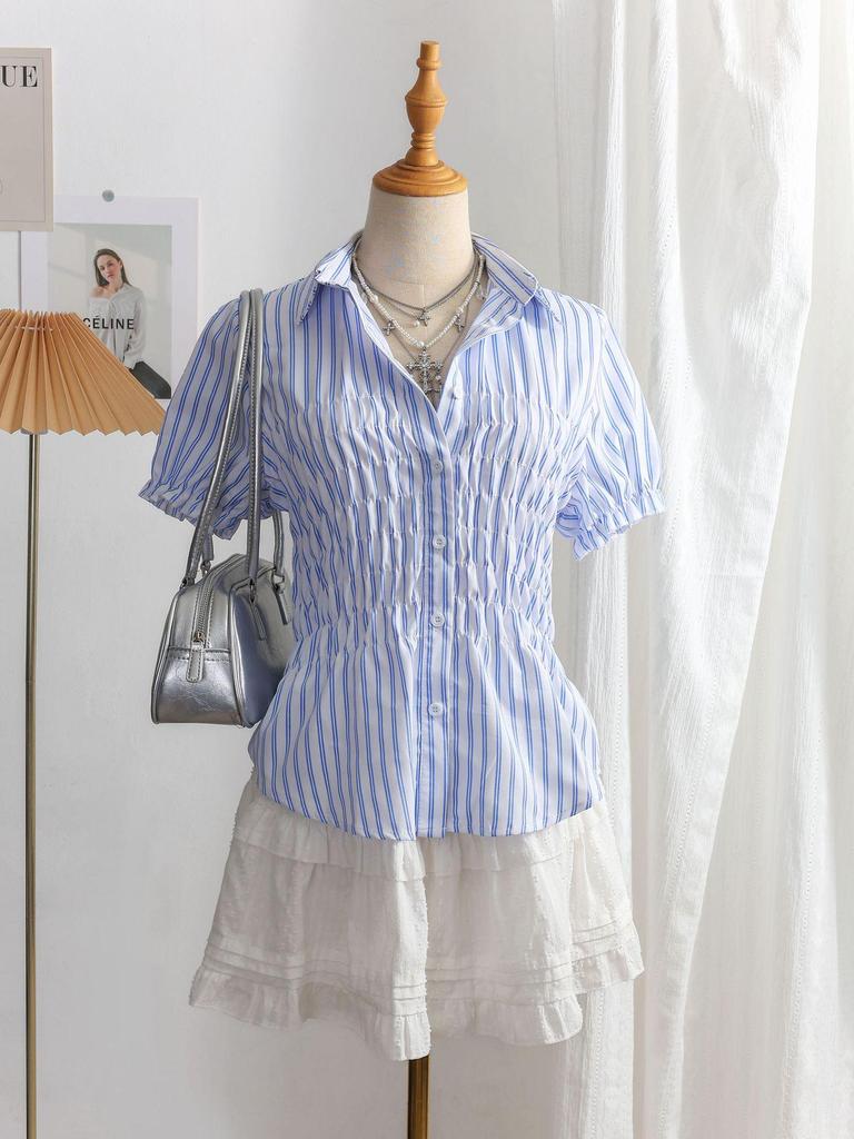 2025 Summer Retro Color Block Plaid Lapel Shirt - Slim Fit Short Sleeve