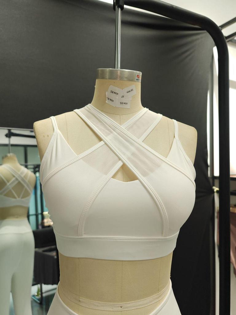 2024 Cross-Border Mesh Sports Bra Set: Trendy Sexy Fitness Apparel for Women - Perfect for Pilates and Yoga