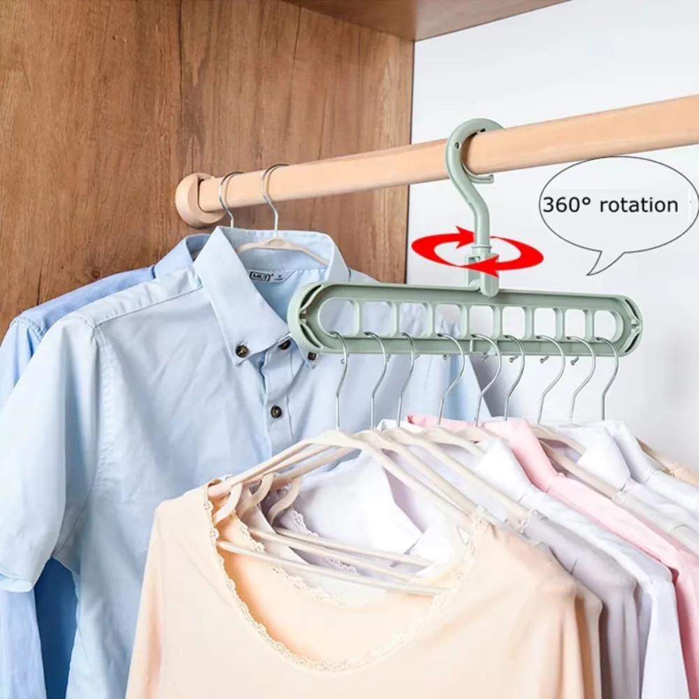 10pcs 9-hole Wardrobe Storage Rack Multifunctional Foldable Clothes Drying Rack Storage Clothes Rack Space-saving Clothes Hanger