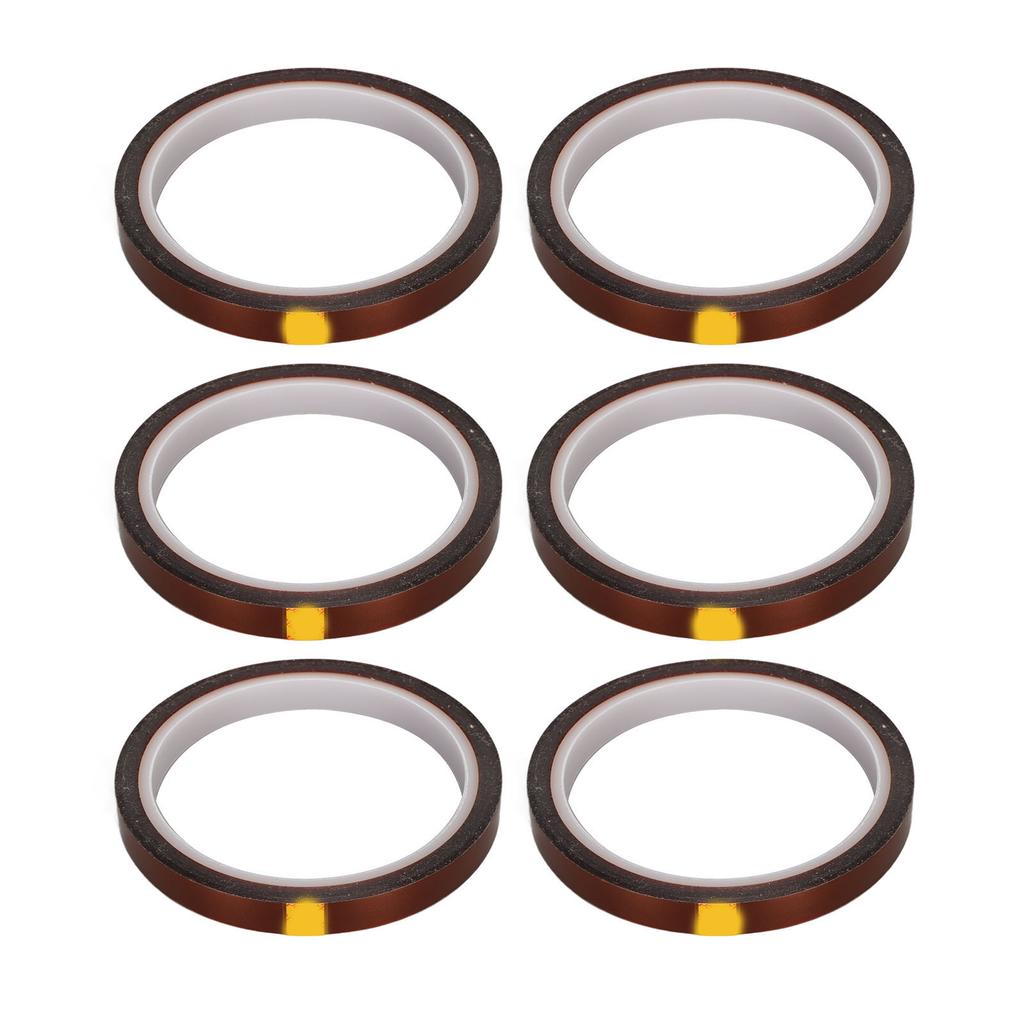 6pcs Heat Resistant Tape Residue Free Polyimide Sublimation Thermal Tape for DIY T Shirt Mug Electronics Crafts 0.6cm