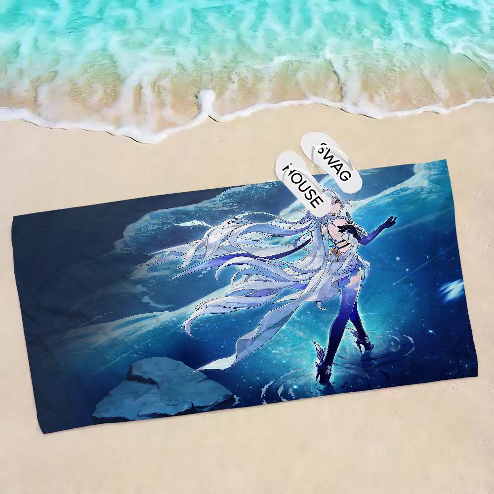 Genshin Impact Skirk Bath Towel Microfiber Soft Water Absorbing Breathable For Girl Kids Decorative Cartoon Beach Towel