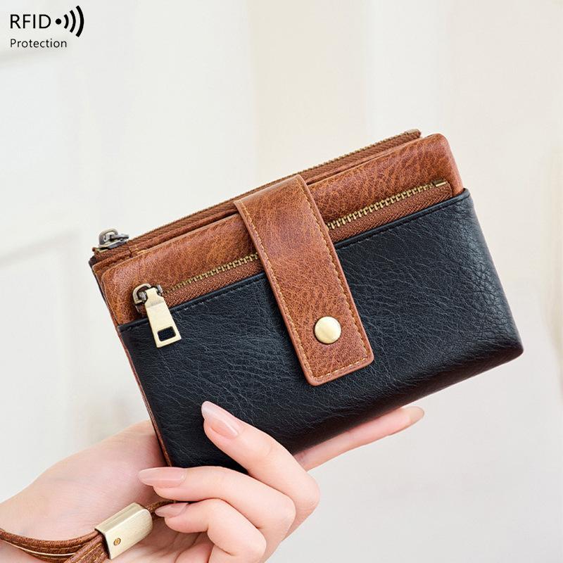 RFID blocking women wallet pu leather large capacity zipper credit card holder purse wallets