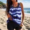 Ensemble tankini d'été 2 pièces, haut à bretelles dégradé de couleurs, maillot de bain taille haute, motif rayé, vêtements de plage, vacances
