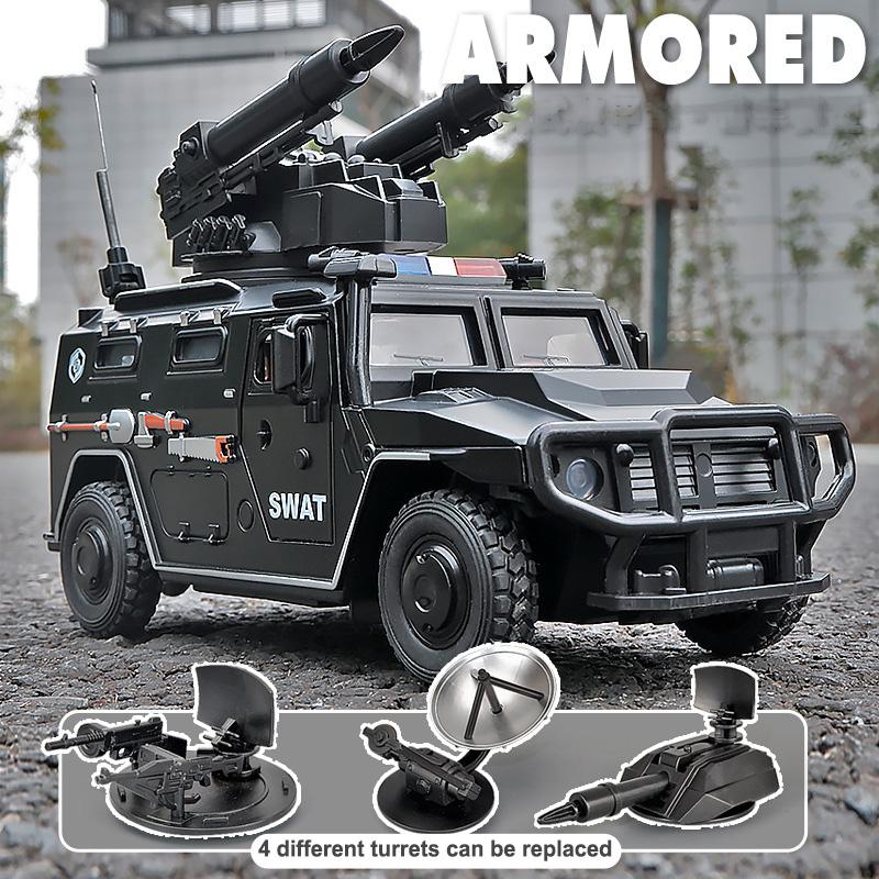 1:24 Large Alloy Armored Police Car Model Can Fire High-simulation Die-cast Military Explosion-proof Car Tank Children's Gift