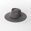 202601-HH2063F Ins  Classic Dropshipper Winter Earth Tone Color Wool Felt Belt  Fedoras Cap Men Women Leisure Panama Jazz Hat