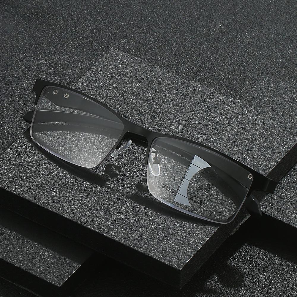 Anti Blue Light Multi Focus Metal Frame Reading Glasses Far Near Dual Use TR Ultra Light Presbyopia Glasses