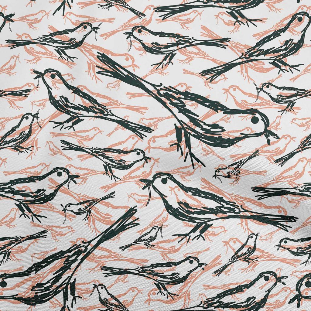 oneOone Cotton Flex Dark Dusty Blue Fabric Bird Diy Clothing Quilting Fabric Print Fabric By Yard 40 Inch