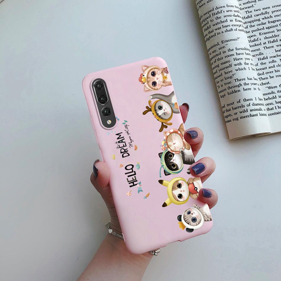 For Huawei P20 Pro Case Matte Cover Cute Cat Cartoon Flower Soft Silicone Phone Cases For Huawei P20 Pro P 20 20Pro P20Pro Case