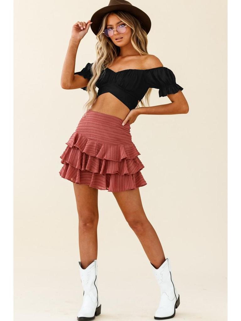 2024 Sexy Off-the-Shoulder Ruffle Tie-Back Top for Women In European and American Styles