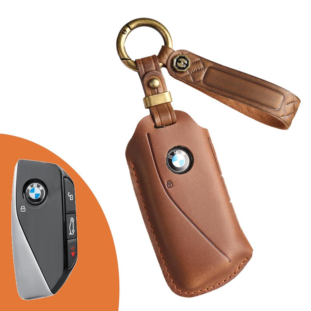 Vintage kožený obal na kľúč BMW - Ručne vyrobený chránič z pravej hovädzej kože