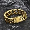 Stainless Steel Cuban Link Bracelet 20mm Vacuum Plated Hip Hop Mens Jewelry Geometric Chain Daily Wear