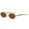 New European and American sardines metal glasses legs sunglasses fashion oval small frame sunglasses trendy sunglasses big name