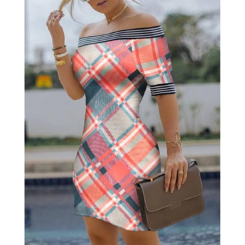 

Узкое сексуальное платье-карандаш на одно плечо с цифровым принтом XXXL розовый