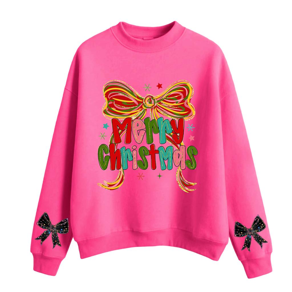 Women's Fashion Casual Round Neck Long Sleeve Christmas Printed Sweatshirt