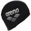 Bonnet de bain polyester noir - Arena UNI Noir - Protège les cheveux du chlore - Logo sérigraphié