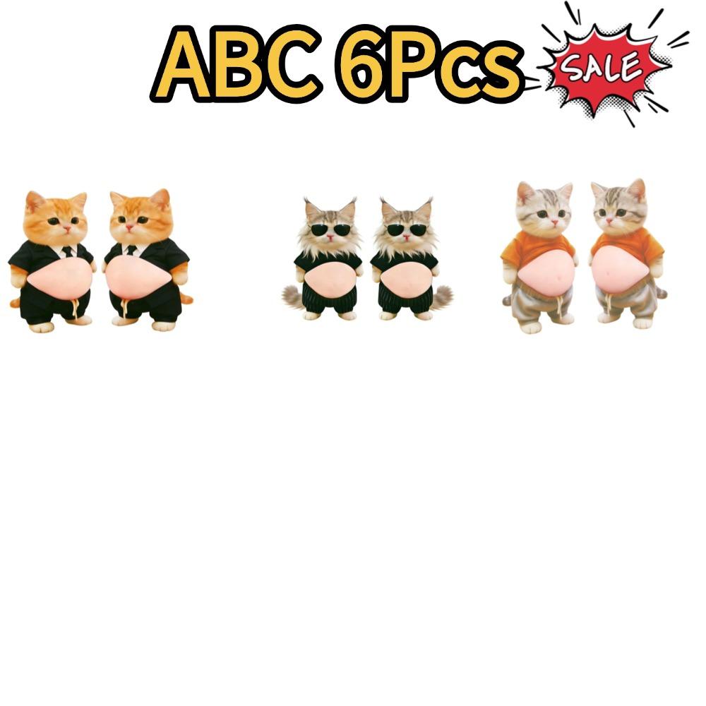 2-10Pcs 3D Shiba Inu Cat Belly Sticker - Cute Kitten Wearing Orange Outfit With Soft Pink Background, Silicone Self-Adhesive