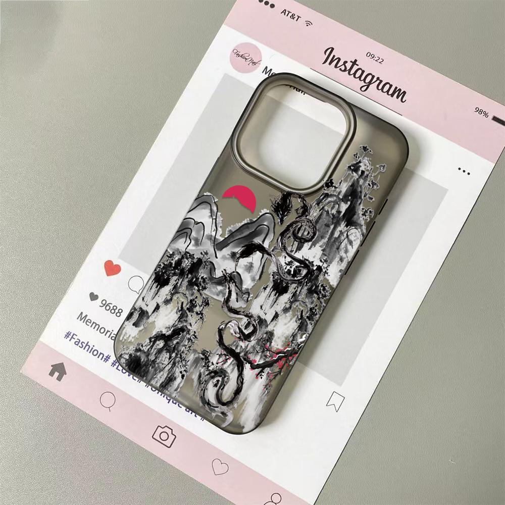 

Elegant Ink Dragon Phone Case Clear Matte for iPhone 17 16 15 14 Plus 13 12 11 Pro Max X XS Protective Anti-Scratch Shell iPhone X чорний