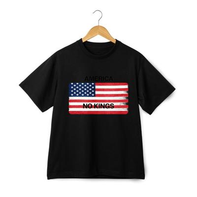 Amerika Keine Könige Flaggen-T-Shirt, Patriotisches Baumwoll-T-Shirt für tägliche und bürgerliche Veranstaltungen