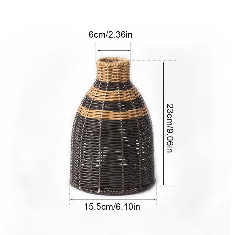 Hand-Woven Vintage Premium Vase Living Room Decor Faux Rattan Flower Vase Home Decor