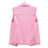 Women's Pink Frayed Denim Vest - Multicolor, Slim Fit, Sleeveless, Ripped Design for Spring/Summer