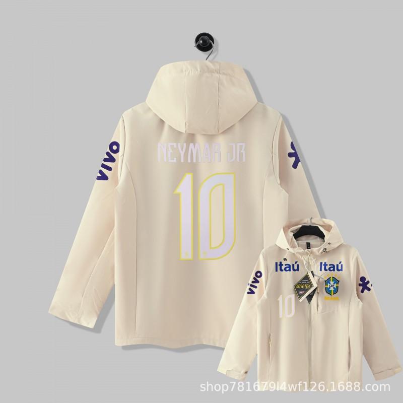 Brazil National Team Football Jacket Men Women Thin Windproof Waterproof Training Top