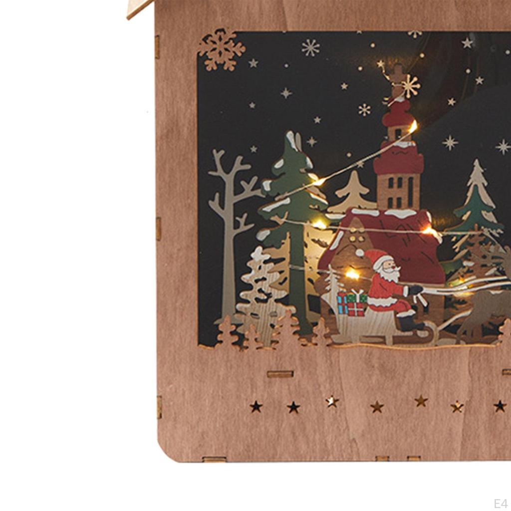 Weihnachts-Schneehaus Leuchtende Szene Holzfigur für Zuhause