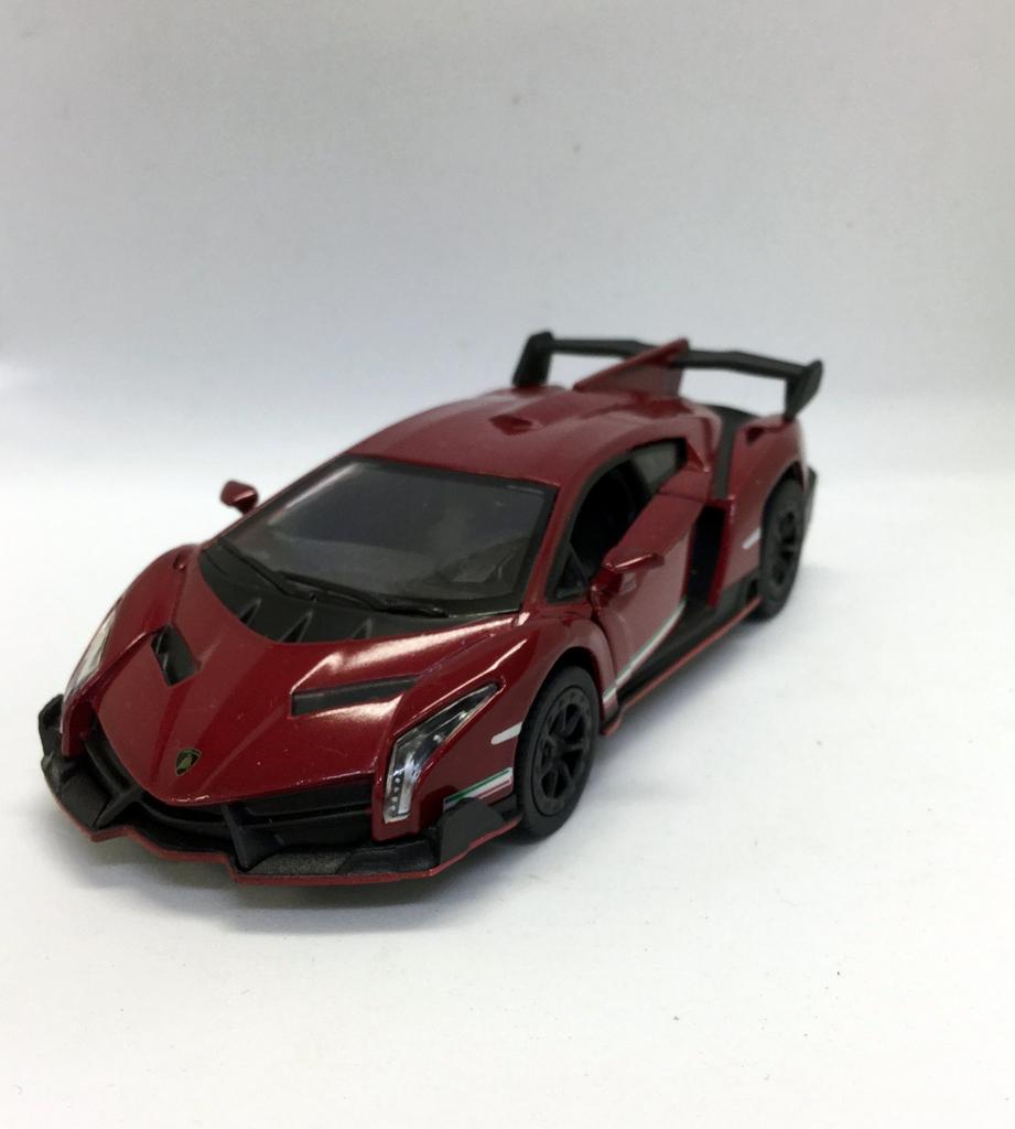 KiNSMART 1/36 Lamborghini Veneno Diecast Pullback Miniature Car (Dark Red)