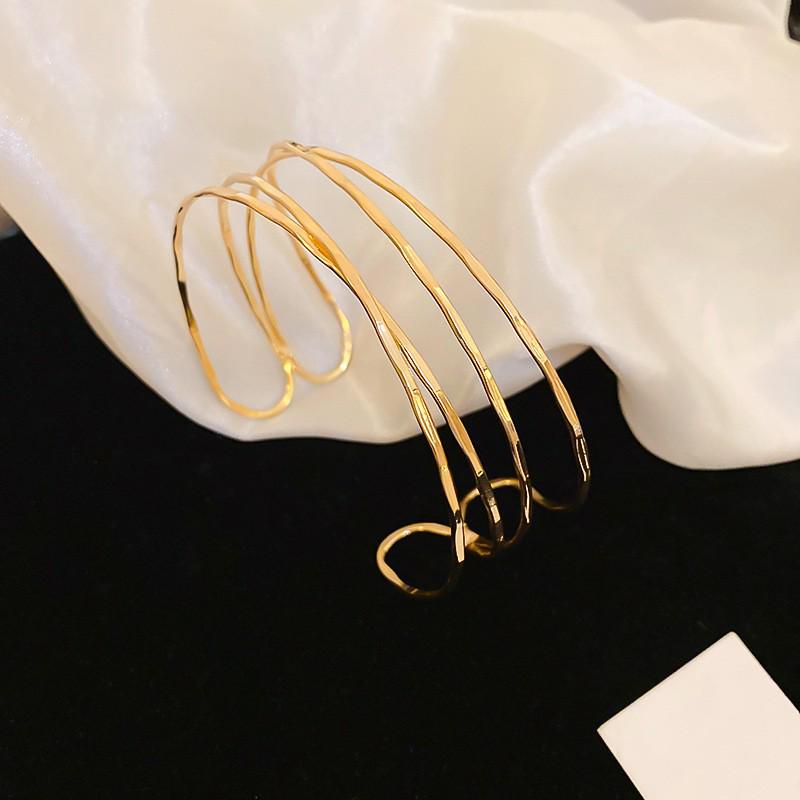 European-American Irregular Concave Bangle: Chic, Cold Style Luxury Bracelet for Women