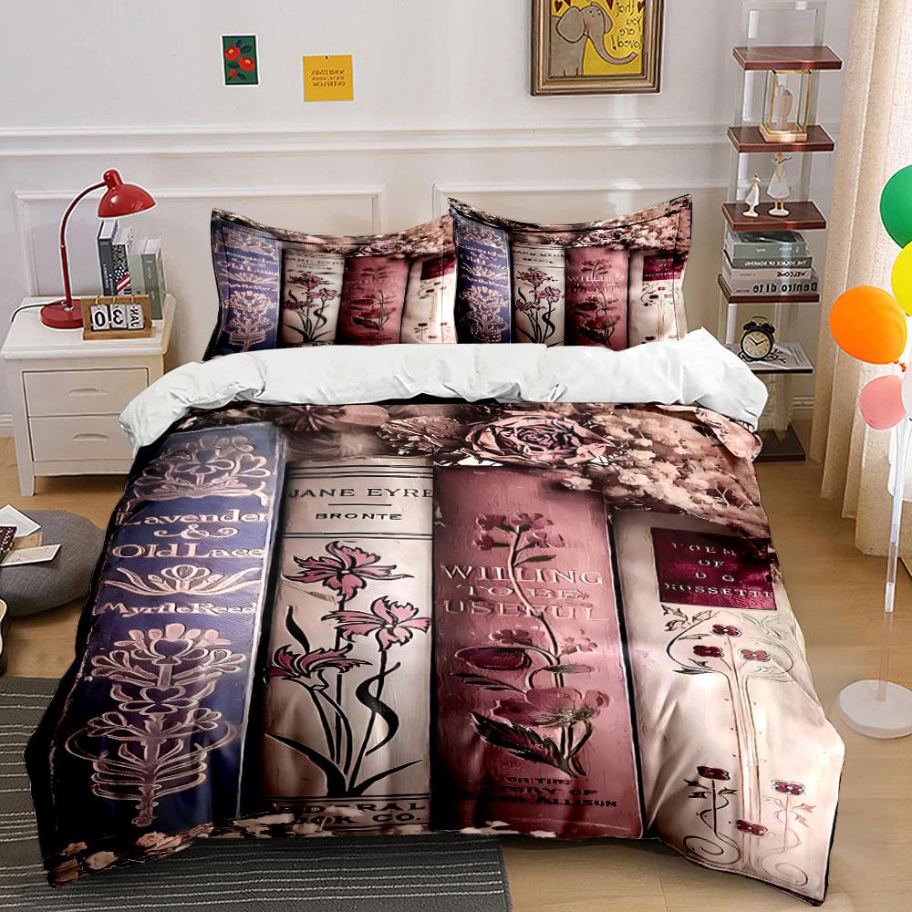 Books and Floral Designs. Bedding Sets Duvet Cover Sets Duvet Covers Pillowcases(1 * Duvet Cover 2 * Pillowcases Without Duvet Insert)