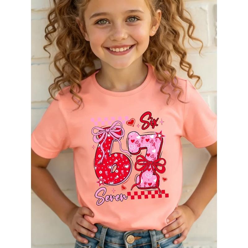 Moda Estiva Bambina T-shirt a Maniche Corte Stampa Cartone Animato Casual Versatile