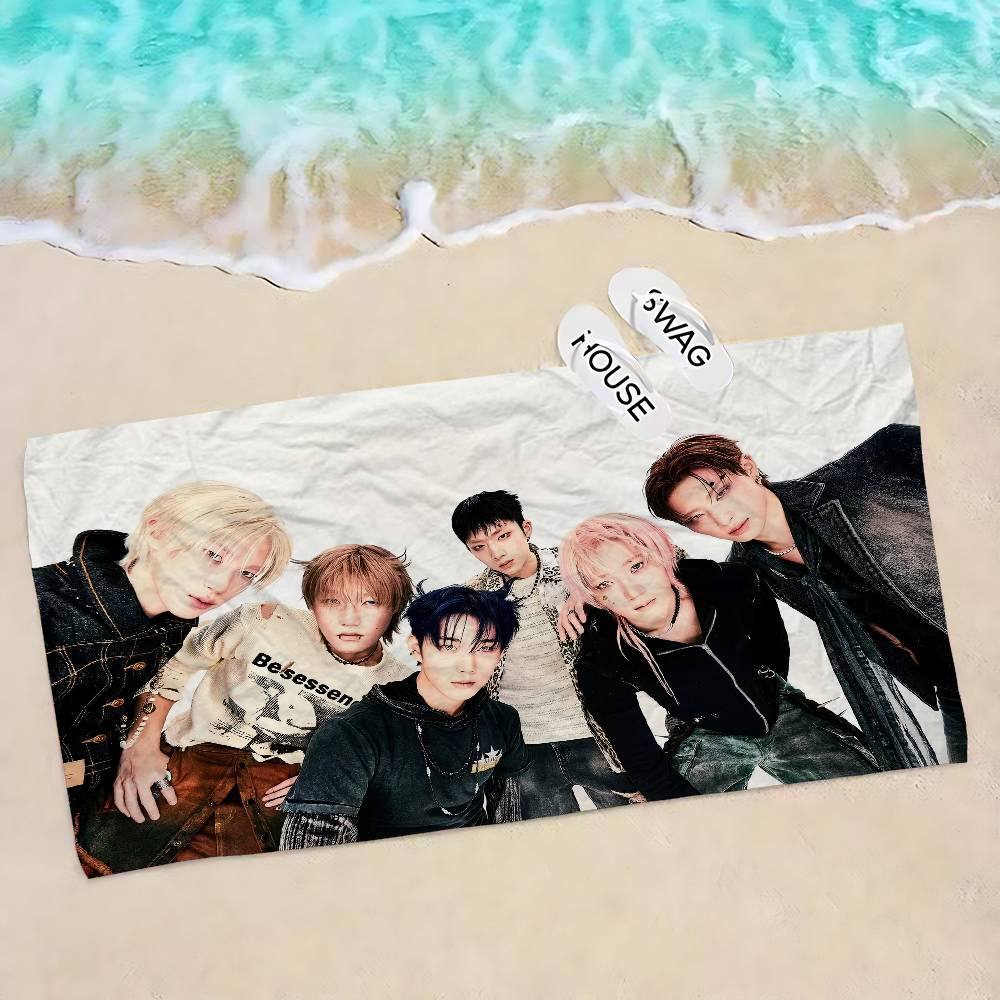 Custom P1Harmony Kpop Bath Towel Microfiber Soft Water Absorbing Breathable For Girl Kids Decorative Cartoon Beach Towel
