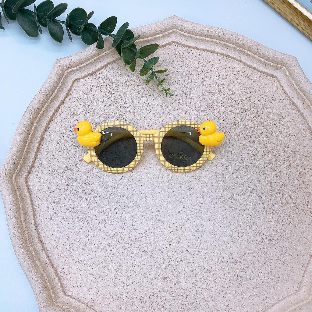 Retro Fashion Round Frame Children'S Sunglasses Diy Little Yellow Duck, Sunglasses Sun Protection And Uv Protection Glasses