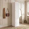Single-door Wardrobe, with Slatted Door, 1 Clothes Rail and 3 Storage Compartments, 45 X 50 X 200 Cm, for Bedroom, Bathroom and Children's Room
