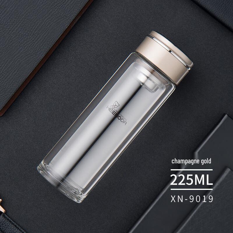 Xinuo Elegant Double-Wall Glass Travel Mug with Tea Infuser